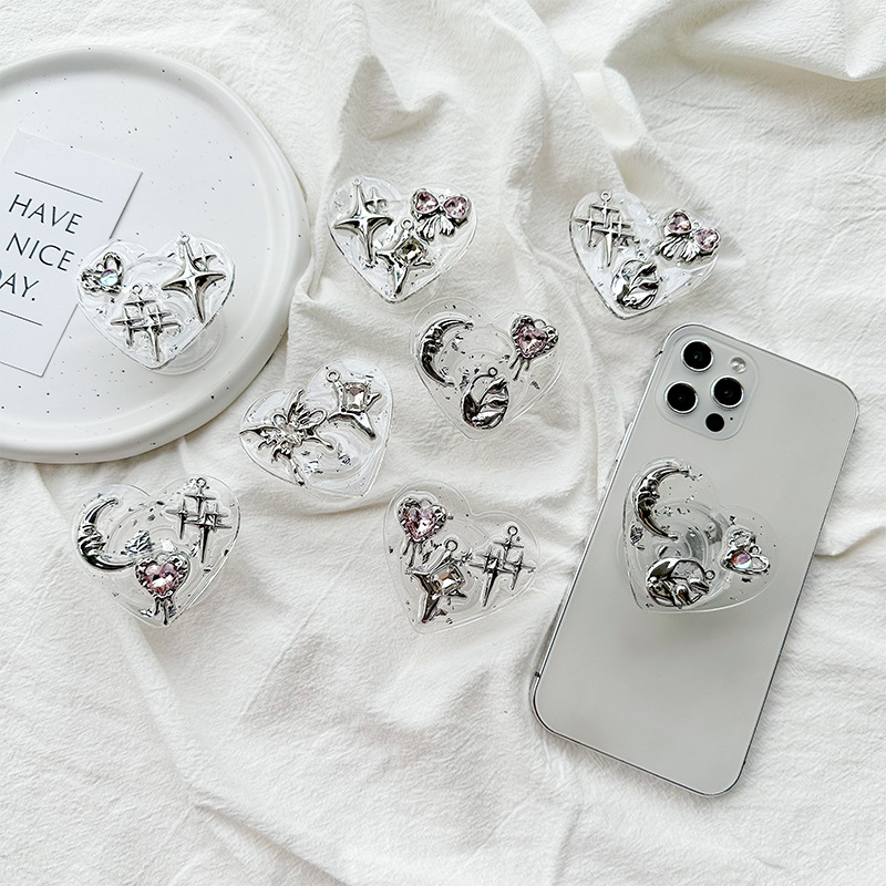 Phone Accessories Stand - Clear Heart Phone Grip Holder Back