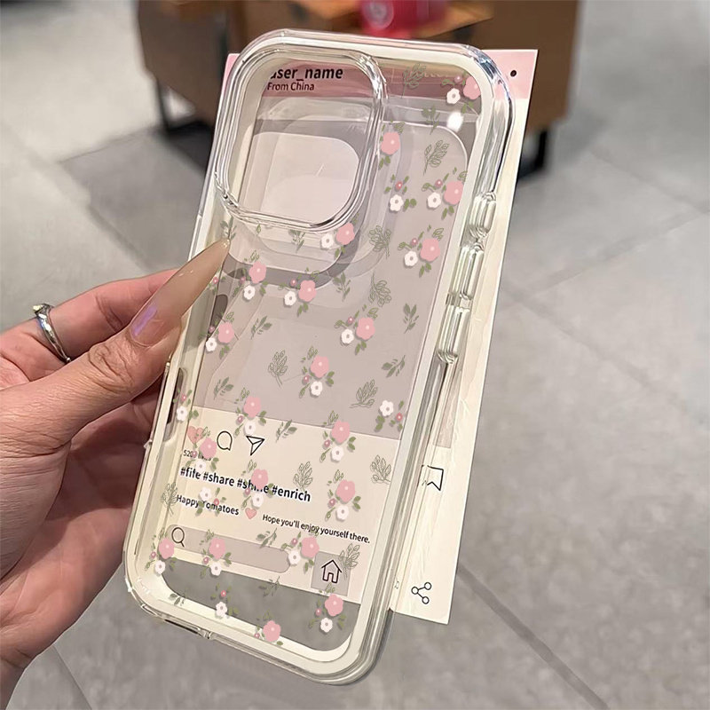 Green Leaves Pink Flower 2in1  - Xo Phone Accessories recension och pris